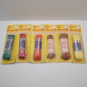 Beaded Tip Shoelaces Lot Of Six NEW Vintage NOS Colorful Assorted 45" and 72"